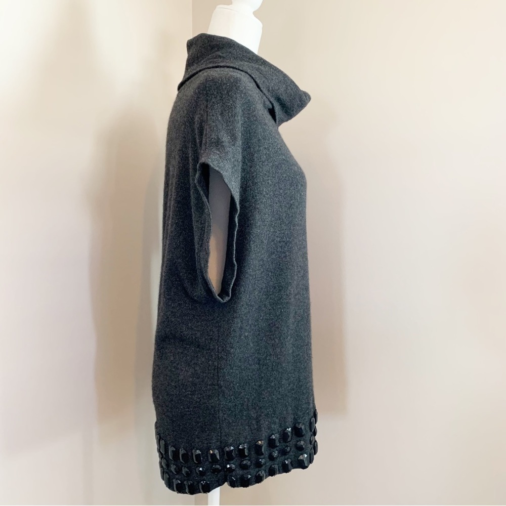 LINE The Label Gray 100% Cashmere Short Sleeve Jeweled Knit Sweater Size Small - Picture 6 of 9